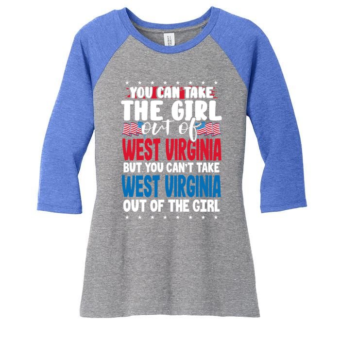 You Can Take The Out Of West Virginia American Flag Gift Women's Tri-Blend 3/4-Sleeve Raglan Shirt