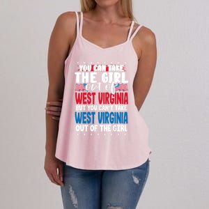 You Can Take The Out Of West Virginia American Flag Gift Women's Strappy Tank