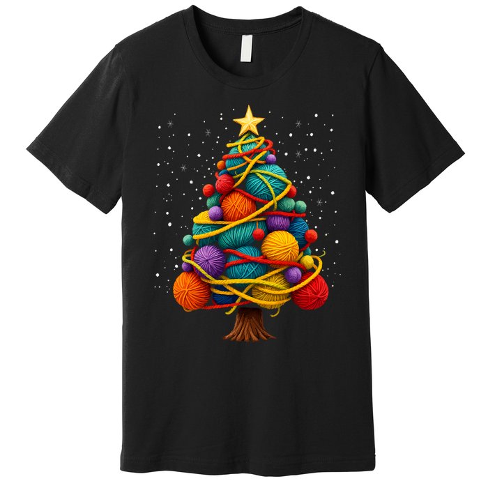 Yarn Christmas Tree Crochet Knitting Quilter Sewing Premium T-Shirt