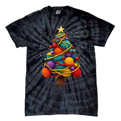 Yarn Christmas Tree Crochet Knitting Quilter Sewing Tie-Dye T-Shirt