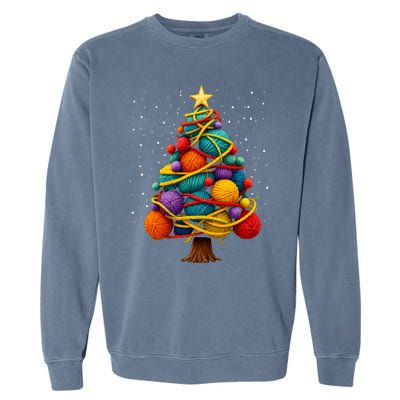 Yarn Christmas Tree Crochet Knitting Quilter Sewing Garment-Dyed Sweatshirt