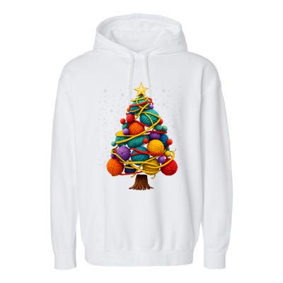 Yarn Christmas Tree Crochet Knitting Quilter Sewing Garment-Dyed Fleece Hoodie