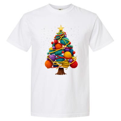 Yarn Christmas Tree Crochet Knitting Quilter Sewing Garment-Dyed Heavyweight T-Shirt