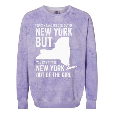 You Can Take The Girl Out Of New York Girl State America Colorblast Crewneck Sweatshirt