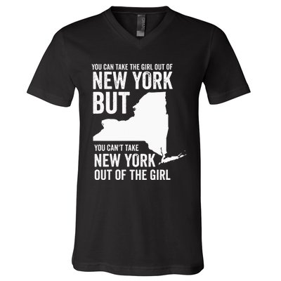 You Can Take The Girl Out Of New York Girl State America V-Neck T-Shirt