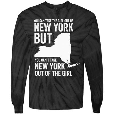 You Can Take The Girl Out Of New York Girl State America Tie-Dye Long Sleeve Shirt