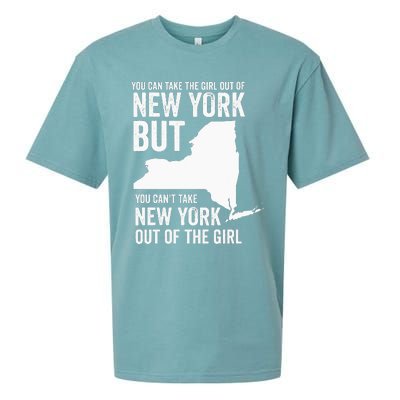 You Can Take The Girl Out Of New York Girl State America Sueded Cloud Jersey T-Shirt