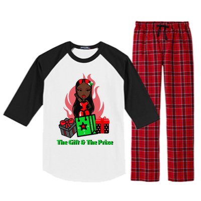 Y Christmas The Gift And The Prize Xmas Cute Fun Holiday Raglan Sleeve Pajama Set