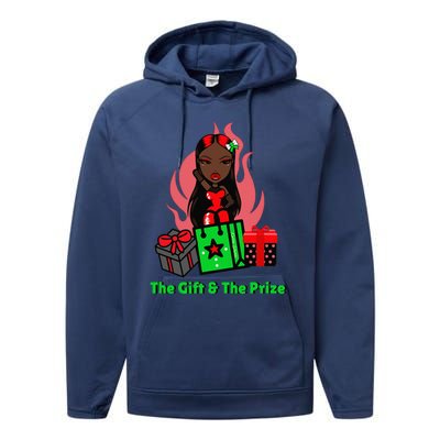 Y Christmas The Gift And The Prize Xmas Cute Fun Holiday Performance Fleece Hoodie