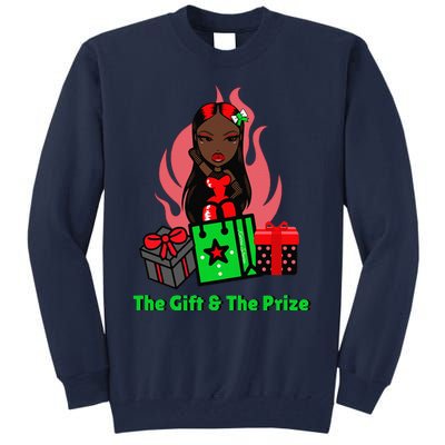 Y Christmas The Gift And The Prize Xmas Cute Fun Holiday Tall Sweatshirt