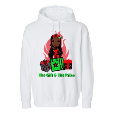 Y Christmas The Gift And The Prize Xmas Cute Fun Holiday Garment-Dyed Fleece Hoodie