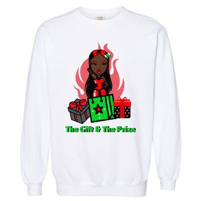 Y Christmas The Gift And The Prize Xmas Cute Fun Holiday Garment-Dyed Sweatshirt