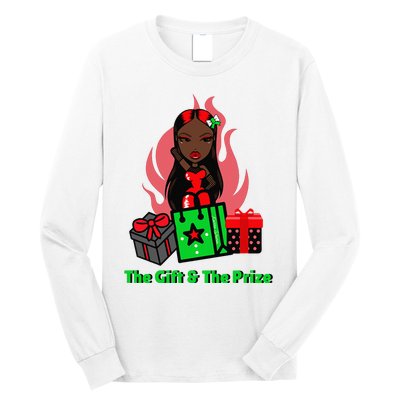 Y Christmas The Gift And The Prize Xmas Cute Fun Holiday Long Sleeve Shirt