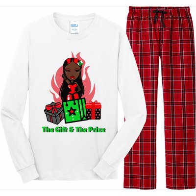 Y Christmas The Gift And The Prize Xmas Cute Fun Holiday Long Sleeve Pajama Set