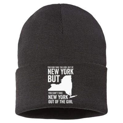 You Can Take The Girl Out Of New York Girl State America Sustainable Knit Beanie