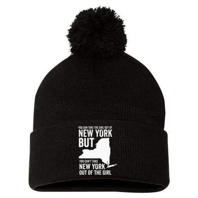 You Can Take The Girl Out Of New York Girl State America Pom Pom 12in Knit Beanie