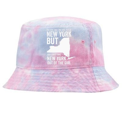 You Can Take The Girl Out Of New York Girl State America Tie-Dyed Bucket Hat