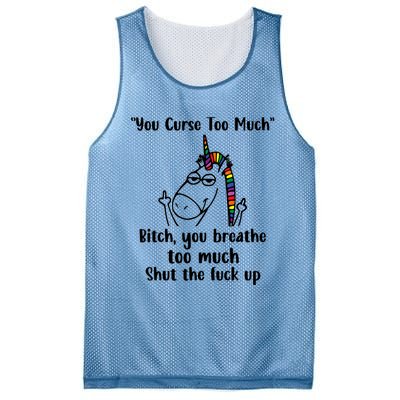 You Curse Too Much Bitch You Breathe Unicorn Humor Sarcasm Mesh Reversible Basketball Jersey Tank