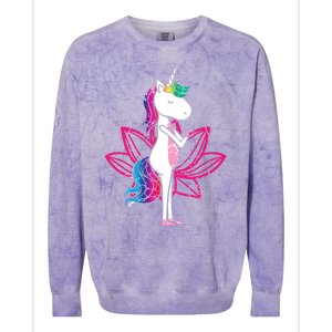 Yoga Cute Unicorn Magical Horse Retro Fitness Unicorns Gift Colorblast Crewneck Sweatshirt