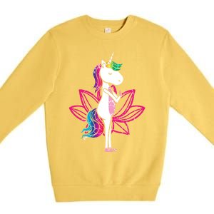 Yoga Cute Unicorn Magical Horse Retro Fitness Unicorns Gift Premium Crewneck Sweatshirt