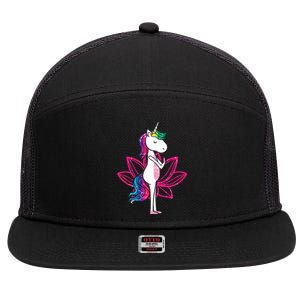 Yoga Cute Unicorn Magical Horse Retro Fitness Unicorns Gift 7 Panel Mesh Trucker Snapback Hat