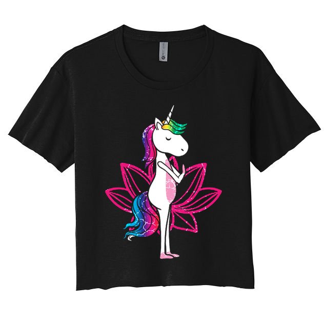 Yoga Cute Unicorn Magical Horse Retro Fitness Unicorns Gift Crop Top