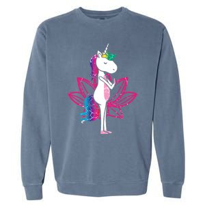 Yoga Cute Unicorn Magical Horse Retro Fitness Unicorns Gift Garment-Dyed Sweatshirt