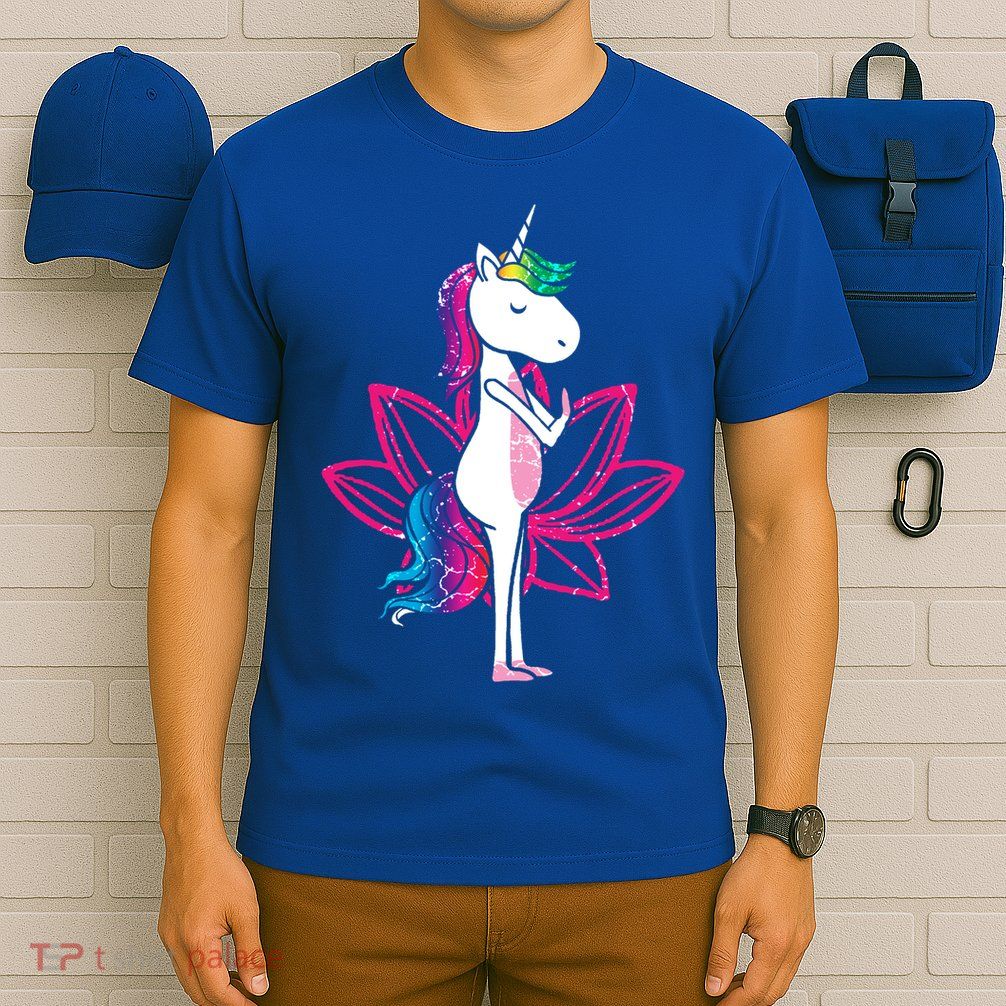 Yoga Cute Unicorn Magical Horse Retro Fitness Unicorns Gift T-Shirt