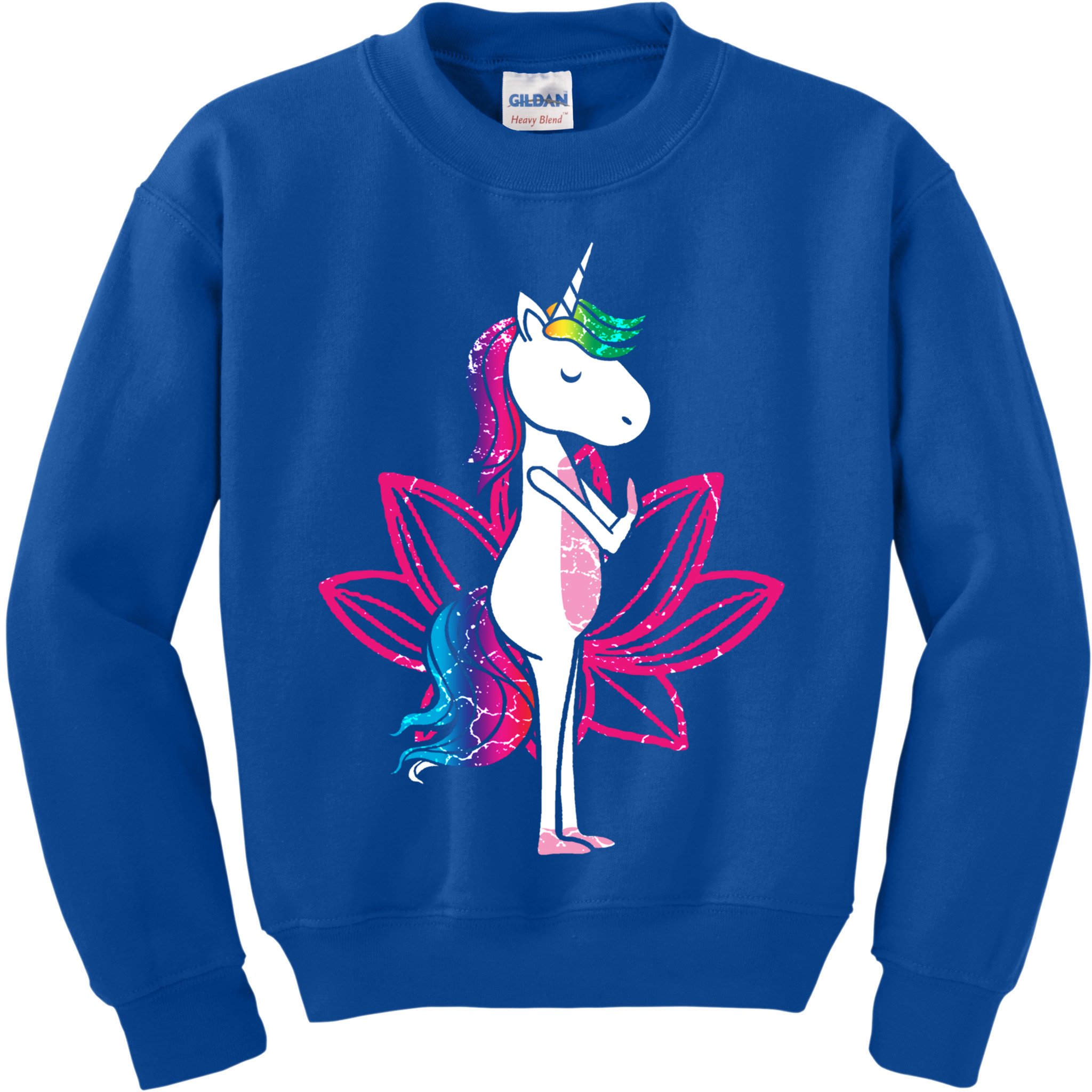 Yoga Cute Unicorn Magical Horse Retro Fitness Unicorns Gift Kids Sweatshirt