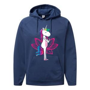 Yoga Cute Unicorn Magical Horse Retro Fitness Unicorns Gift Performance Fleece Hoodie