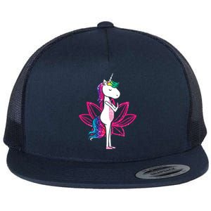 Yoga Cute Unicorn Magical Horse Retro Fitness Unicorns Gift Flat Bill Trucker Hat