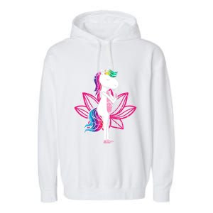 Yoga Cute Unicorn Magical Horse Retro Fitness Unicorns Gift Garment-Dyed Fleece Hoodie