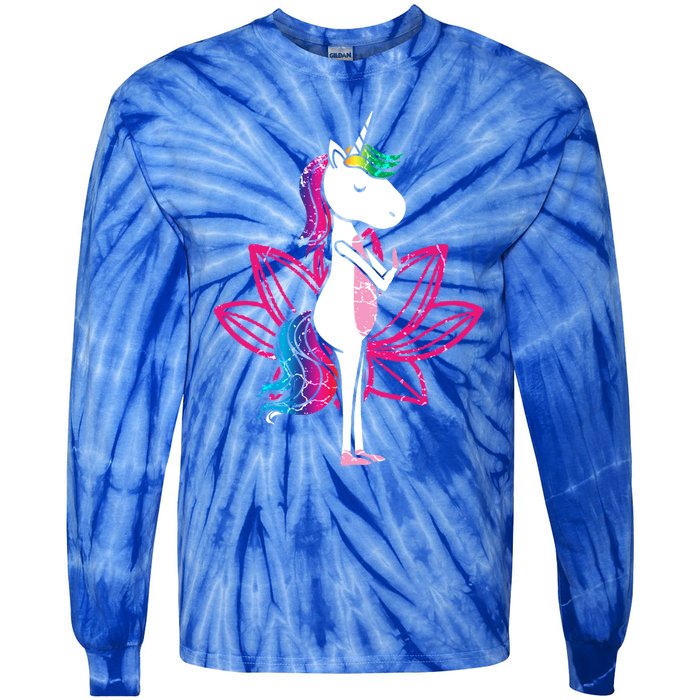 Yoga Cute Unicorn Magical Horse Retro Fitness Unicorns Gift Cute Gift Tie-Dye Long Sleeve Shirt