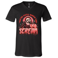 Youre Cute When You Scream Horror Movie Scream Halloween V-Neck T-Shirt