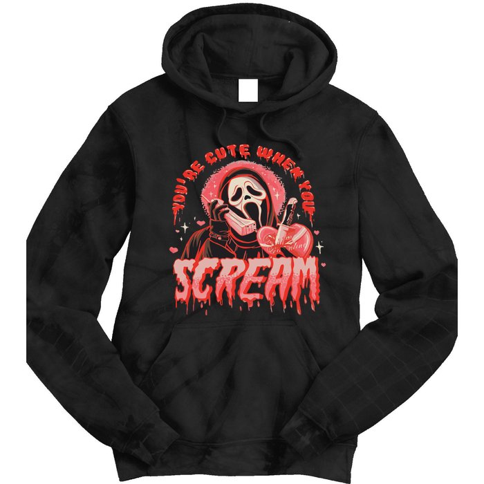 Youre Cute When You Scream Horror Movie Scream Halloween Tie Dye Hoodie