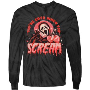 Youre Cute When You Scream Horror Movie Scream Halloween Tie-Dye Long Sleeve Shirt