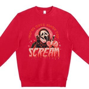 Youre Cute When You Scream Horror Movie Scream Halloween Premium Crewneck Sweatshirt