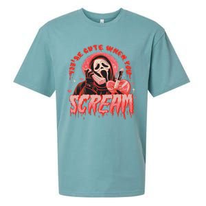 Youre Cute When You Scream Horror Movie Scream Halloween Sueded Cloud Jersey T-Shirt