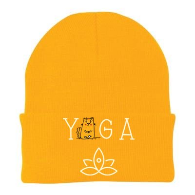 Yoga Cat With Lotus Pose Gift Knit Cap Winter Beanie