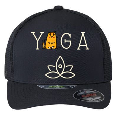 Yoga Cat With Lotus Pose Gift Flexfit Unipanel Trucker Cap