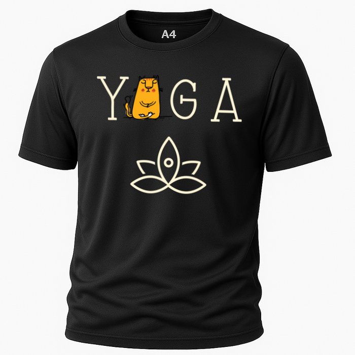 Yoga Cat With Lotus Pose Gift Cooling Performance Crew T-Shirt