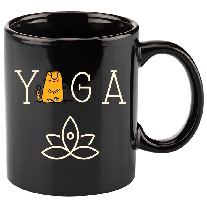 Yoga Cat With Lotus Pose Gift 11oz C Handle Ceramic Mug