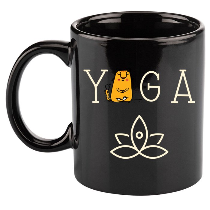 Yoga Cat With Lotus Pose Gift 11oz C Handle Ceramic Mug