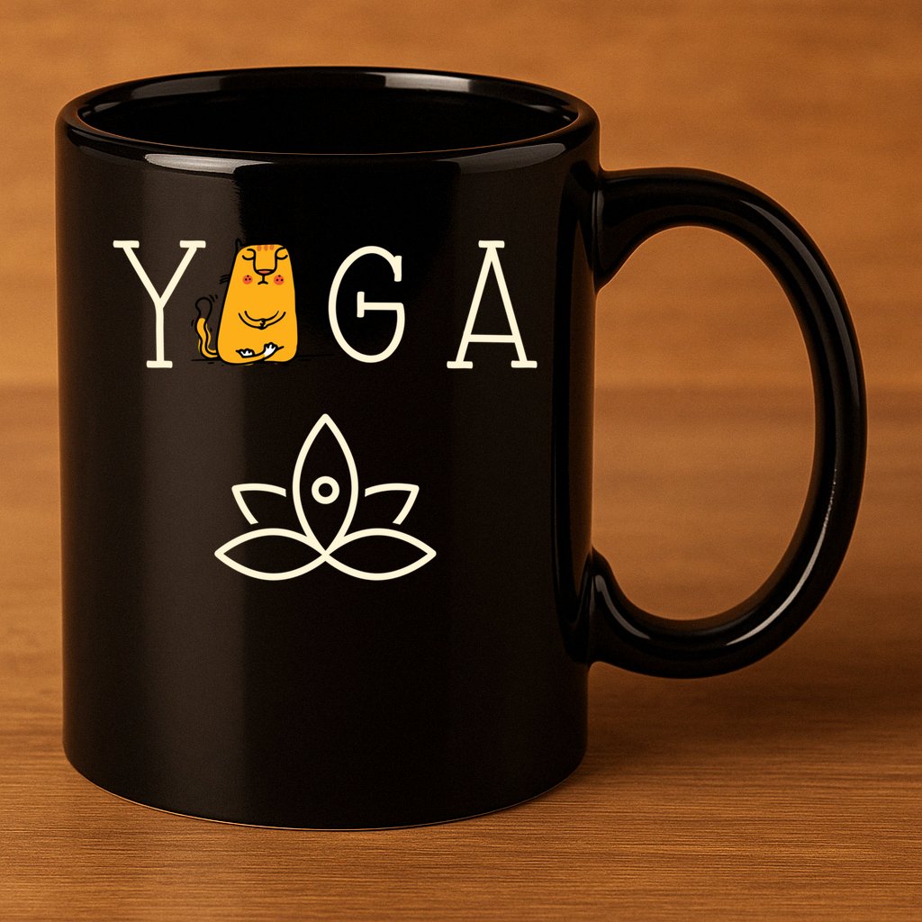 Yoga Cat With Lotus Pose Gift 11oz C Handle Ceramic Mug