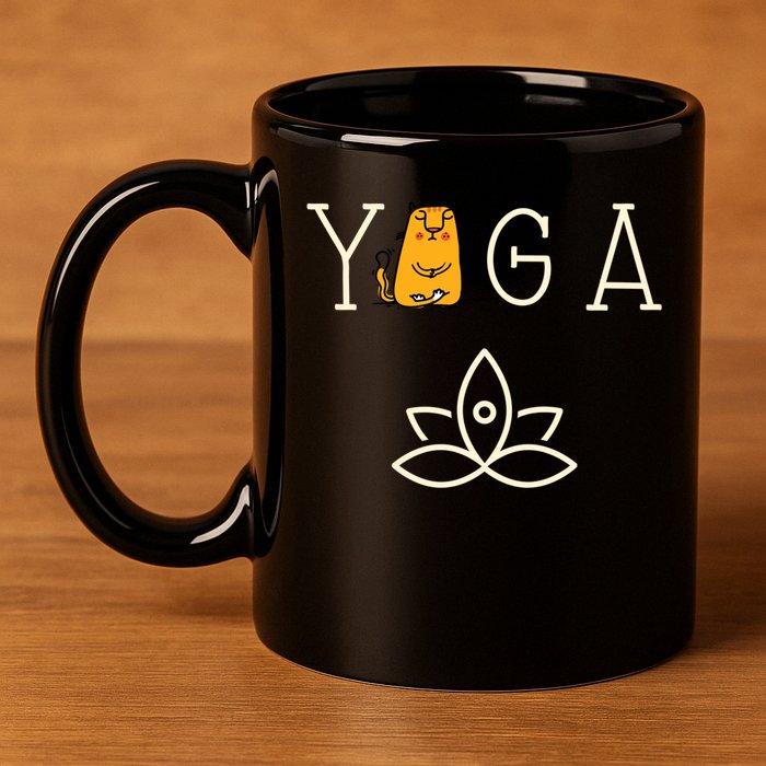 Yoga Cat With Lotus Pose Gift 11oz C Handle Ceramic Mug