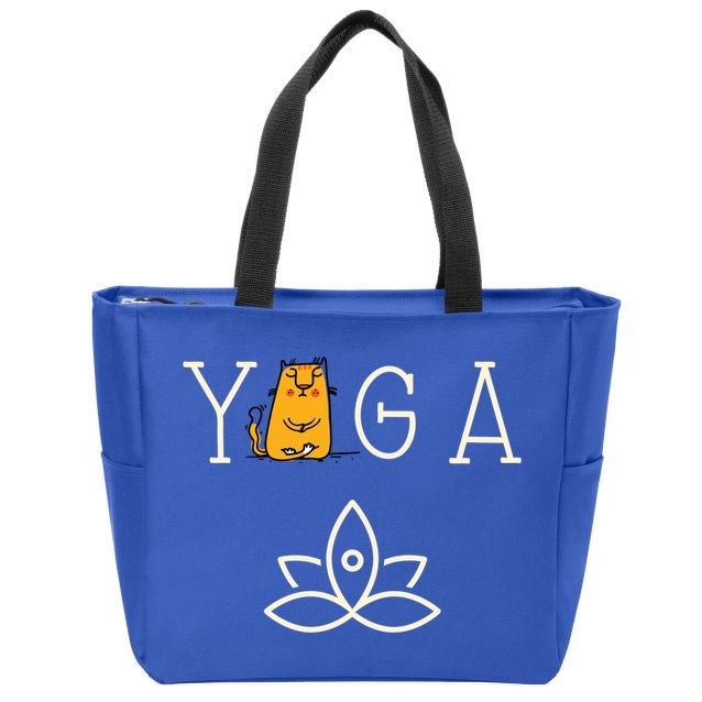 Yoga Cat With Lotus Pose Gift Zip Tote Bag
