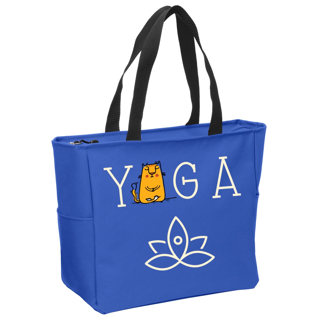 Yoga Cat With Lotus Pose Gift Zip Tote Bag
