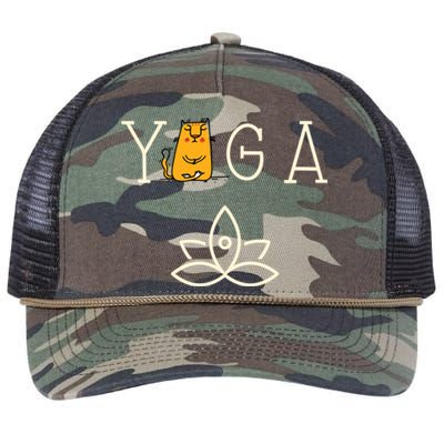 Yoga Cat With Lotus Pose Gift Retro Rope Trucker Hat Cap