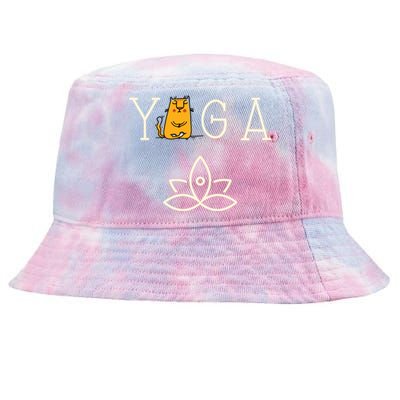 Yoga Cat With Lotus Pose Gift Tie-Dyed Bucket Hat