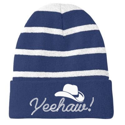 Yeehaw Cowboy Striped Beanie with Solid Band